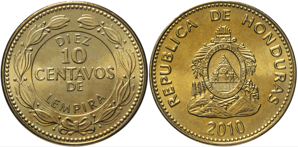 Гондурас 10 сентаво, 2010 Герб UNC