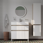 Тумба с умывальником напольная с ящиками IDDIS Zodiac, 80 см, белая/под дерево, ZOD8ABFi95K