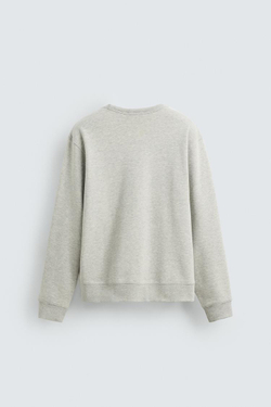 ZARA БАЗОВАЯ ТОЛСТОВКА С КРУГЛЫМ ВЫРЕЗОМ, СЕРЫЙ МЕЛАНЖ