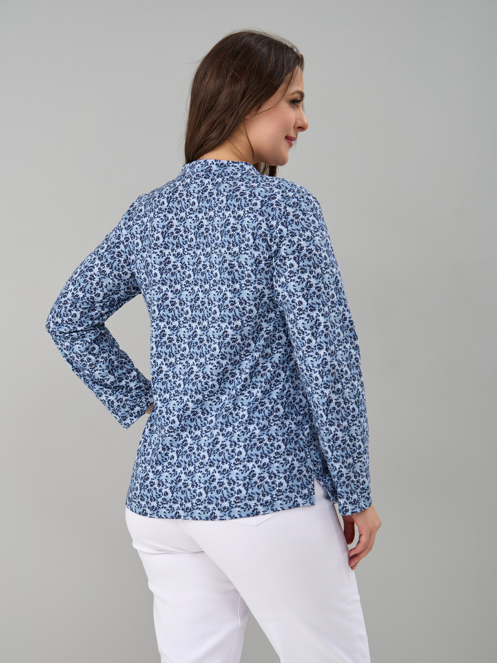 Блузка БЛ-22/голубойтуман-индигоцветы