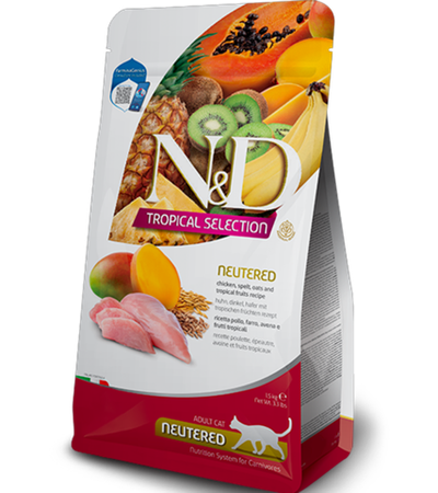 Фармина N/D Tropical Selection беззерновой для стерилизованных кошек (Курица) 1,5кг.