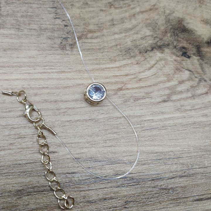 Кулон Кристалл на леске круг в оправе 10 мм металл золотистый