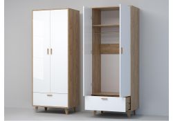 Шкаф Эго Шк-1 на ножках дуб крафт золотой / белый глянец