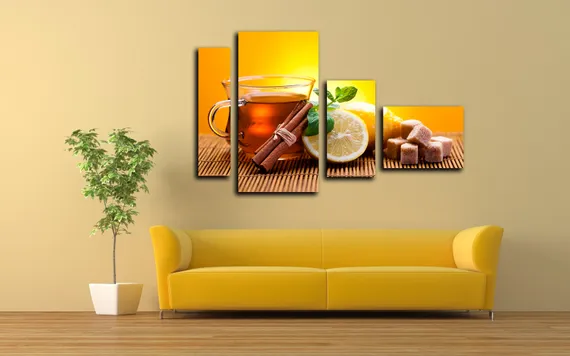 Модульная картина "Чай с лимоном"
