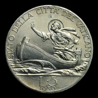 5 лир 1930 г. Ватикан серебро