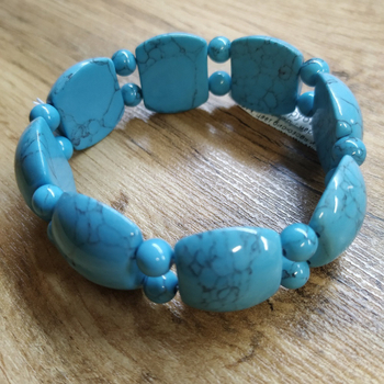 Браслет полукруг через шарик, бирюза, 21x17 мм