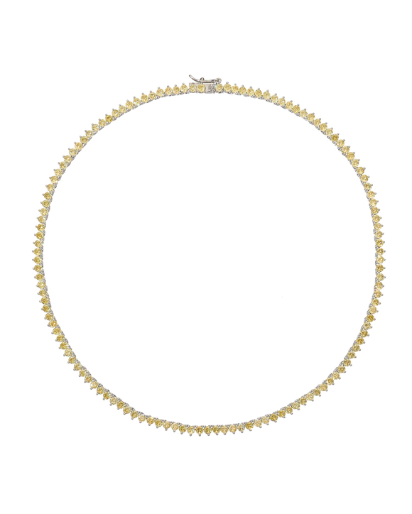 Колье полоса желтых цирконов, серебро