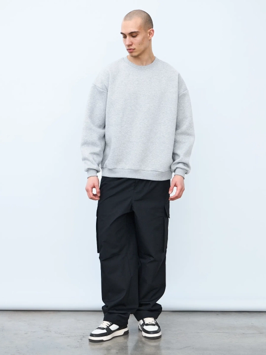 Свитшот оверсайз с начесом (серый меланж)
