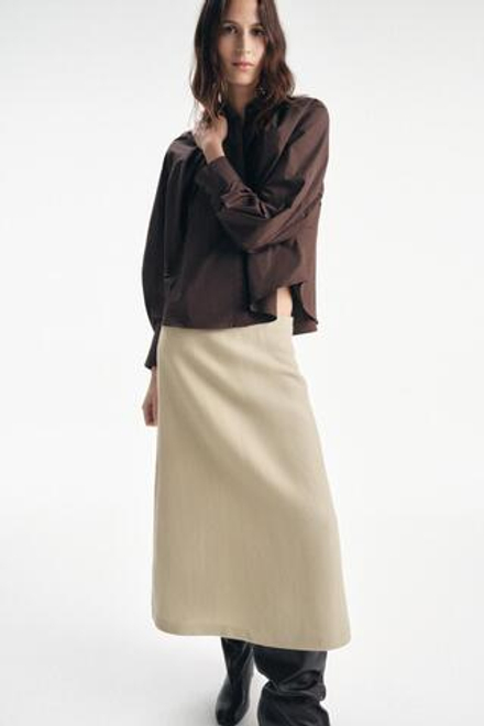 ZARA ЮБКА ИЗ 100% ШЕРСТИ — LIMITED EDITION, ЖЕЛТОВАТО-БЕЛЫЙ