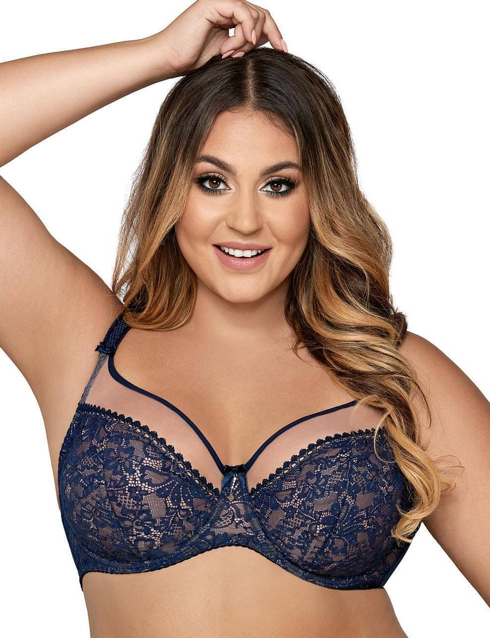 Темно-синий бюстгальтер на косточках с боковыми поддержками (Размер: 75G) (Цвет: темно-синий)