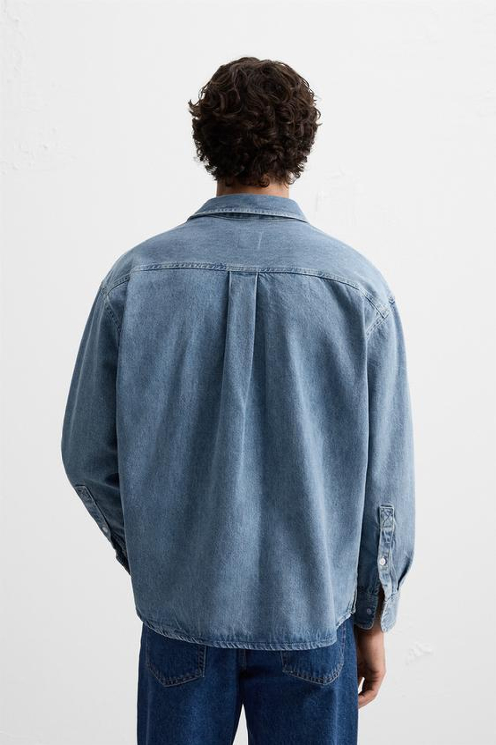 ZARА ДЖИНСОВАЯ РУБАШКА RELAXED FIT, ГОЛУБОЙ