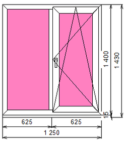 Пластиковое окно 1400 х 1250 ТермА Эко