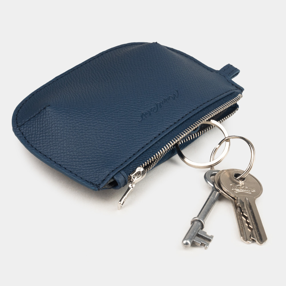 Ключница-кошелек Chatelain из кожи сафьяно, темно-синего цвета