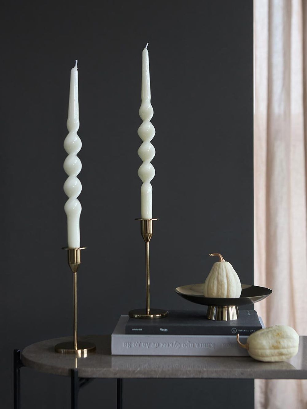 Набор из двух свечей кремового цвета из коллекции Essential, 35 см