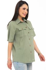 Рубашка Отличная (лён, оливка) Diolche