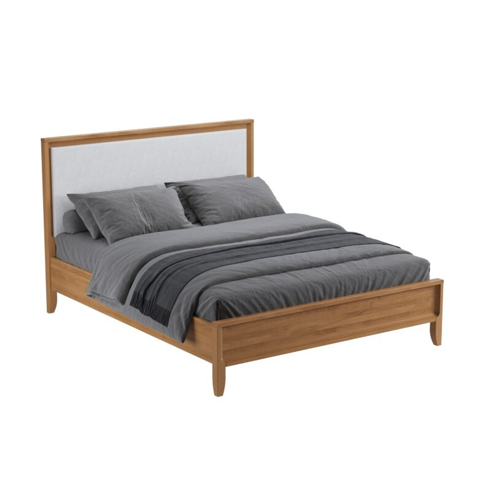 Кровать «Бридж» 160х200 с мягким изголовьем браун/белый лак