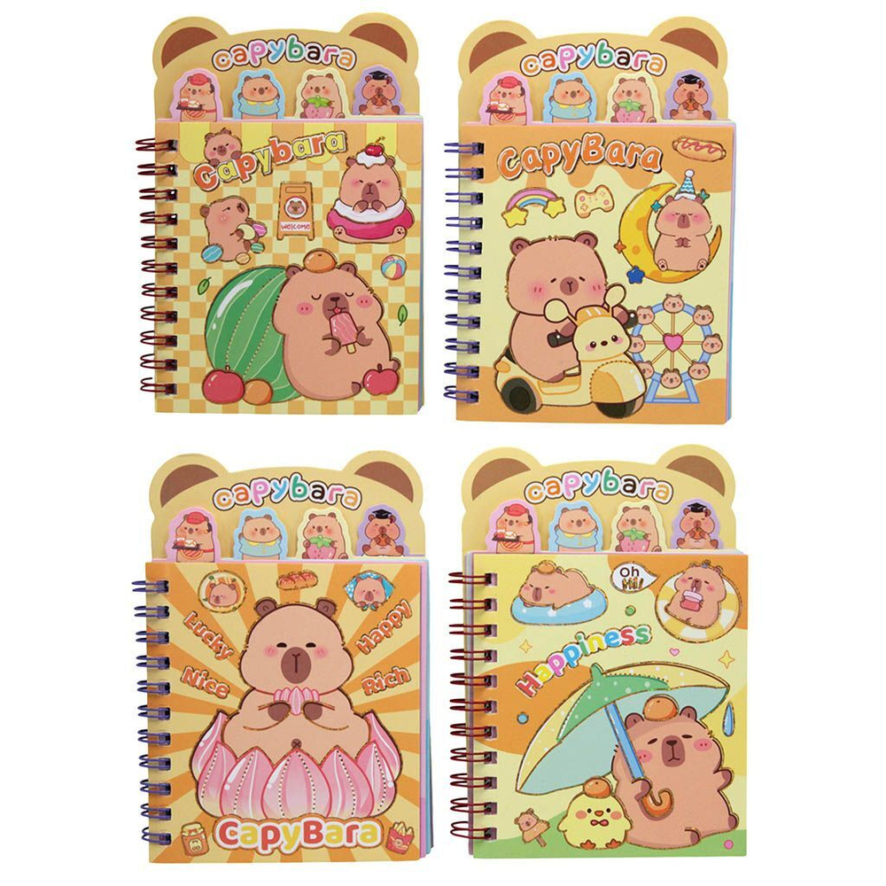 Блокнот с наклейками А6 32л. гребень "Капибара" 8 л.наклеек