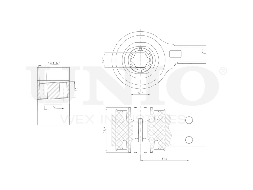 Сайлентблок задний левый переднего нижнего рычага UNIO RMP-20211