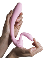 Розовый вибромассажер 18см с гибким клиторальным отростком Adrien Lastic G-Wave