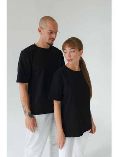 Футболка унисекс черная повседневная базовая оверсайз