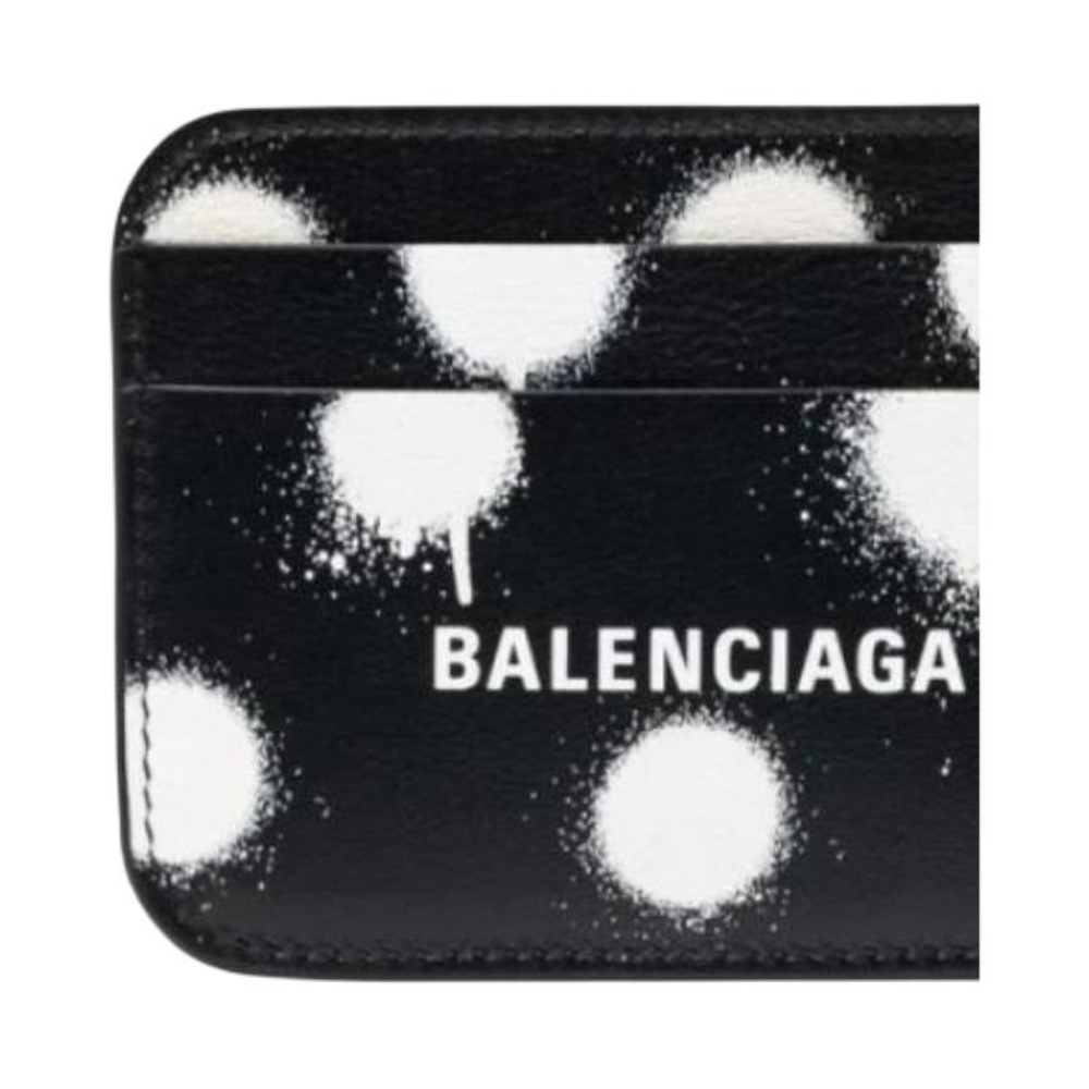 Balenciaga Leather Card Holder Unisex Black White