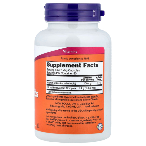 NOW Foods, Цитрусовые биофлавоноиды, 100 растительных капсул