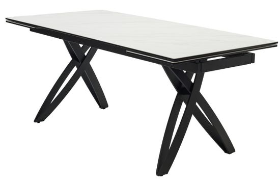 Стол PALERMO 180 KL-99 Белый мрамор матовый, итальянская керамика / черный каркас