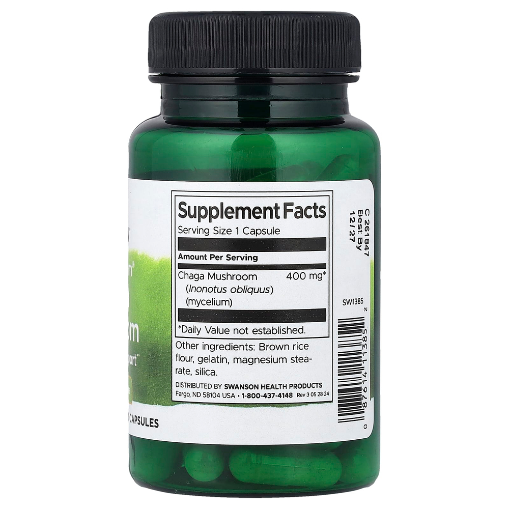 Swanson, Full Spectrum®, гриб чага, 400 мг, 60 капсул