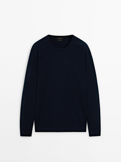 Massimo Dutti Кашемировый тонкий свитер, темно-синий