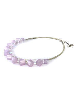 4738/10-0829 Coeur de Lion колье Lilac из лилового поляриса и хрустальных кристаллов Сваровски.