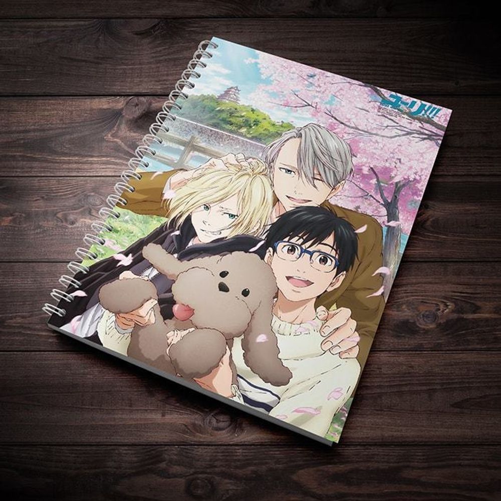 Скетчбук &quot;Victor Nikiforov, Yuuri Katsuki and Yuri - Yuri!!! on Ice&quot;, А5, 48 листов, без разлиновки