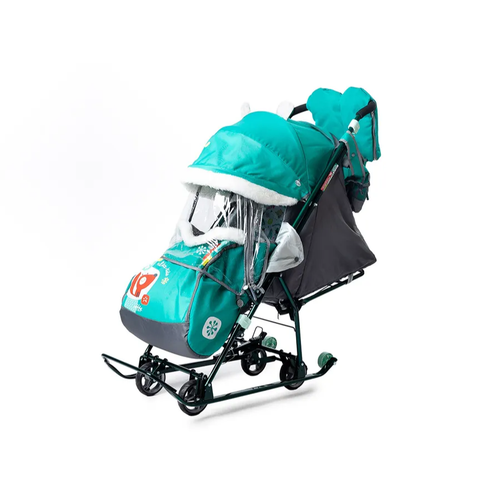 Санки-коляска НДТ5-1/4 Наши Детки с лисичками изумрудные