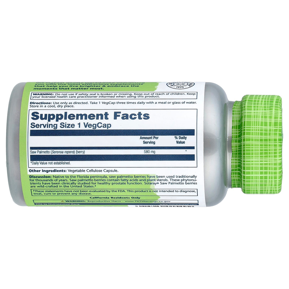 Solaray, True Herbs, сереноя, 580 мг, 50 растительных капсул