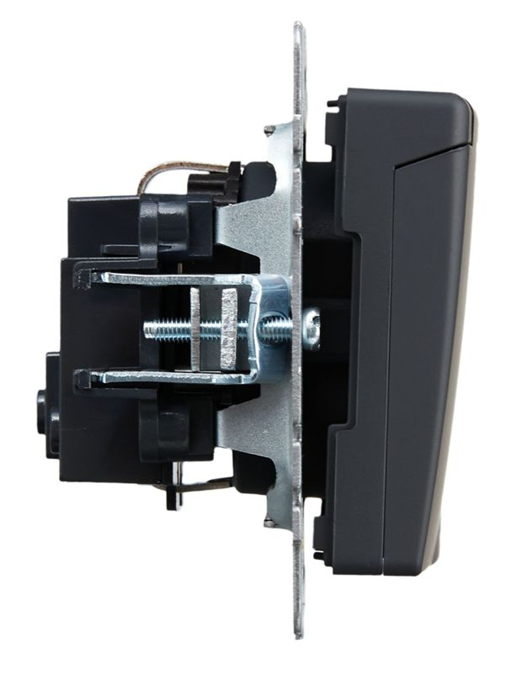 Розетка BRITE РСбш10-3-БрГ 16А IP20 с заземл. защ. шторки с крышкой механизм графит IEK BR-R16-16-K53