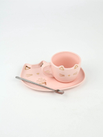 Чайная пара «Мяу»: кружка 200 мл, блюдце 18×11 см, ложка