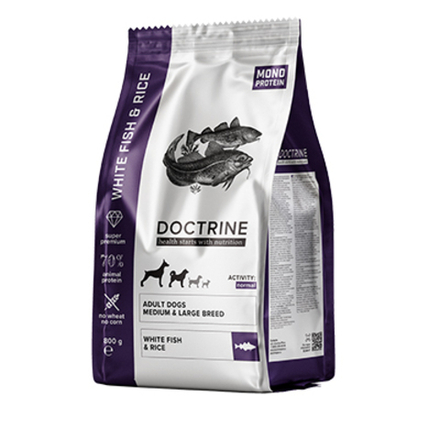 DOCTRINE сухой корм для взрослых собак средних и крупных пород с белой рыбой и рисом