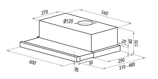 Вытяжка MAUNFELD VS LIGHT 60 нержавеющая сталь