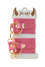 Розовые однослойные кожаные наручники