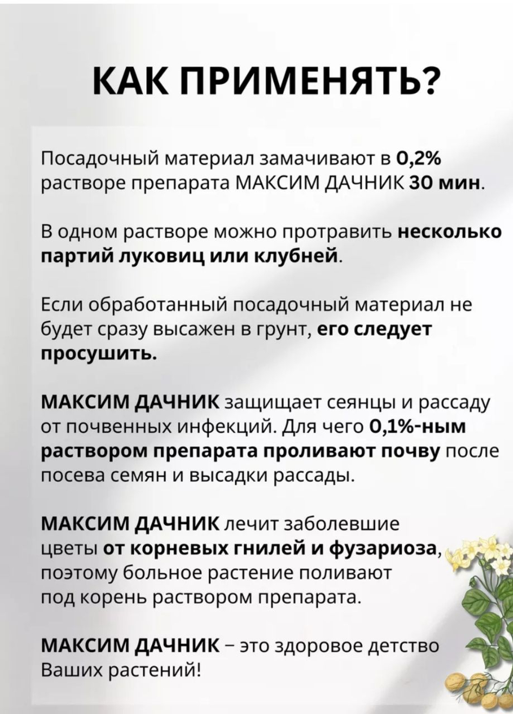 Фунгицид "Максим Дачник", предназначенный для защиты растений от гнилей и почвенных инфекций.