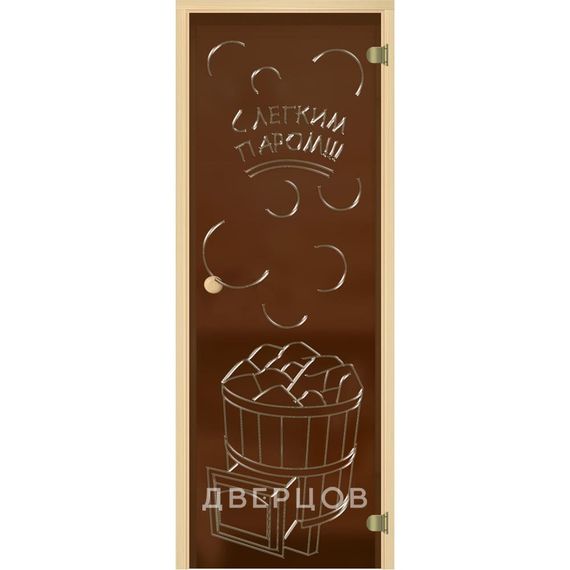 Фото бронзовой двери для сауны с рисунком Парок ручка кноб