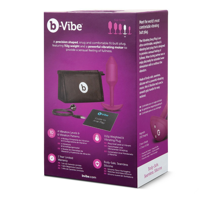 Пробка для ношения с вибрацией розовая B-Vibe Vibrating Snug Plug 2