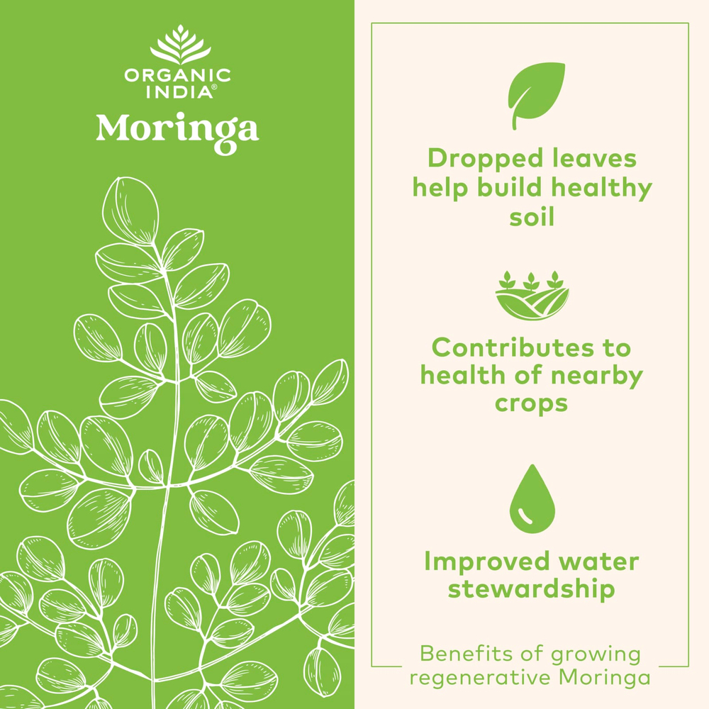 Organic India, моринга, 90 вегетарианских капсул (350 мг в 1 капсуле)