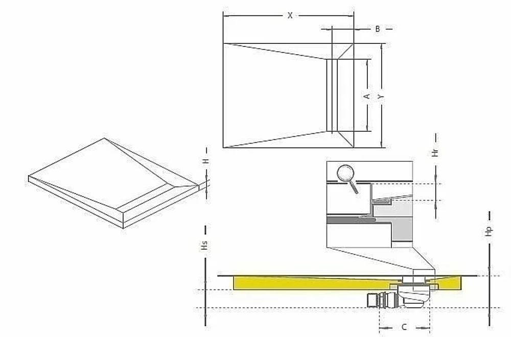 Душевой трап Radaway Basic 550 с поддоном под плитку 790х990