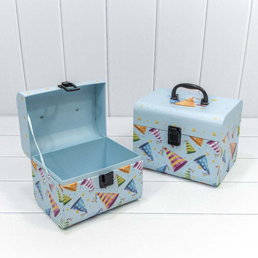 Коробка 22х17х17.8 см Набор 2 шт "Чемодан" (Голубой)