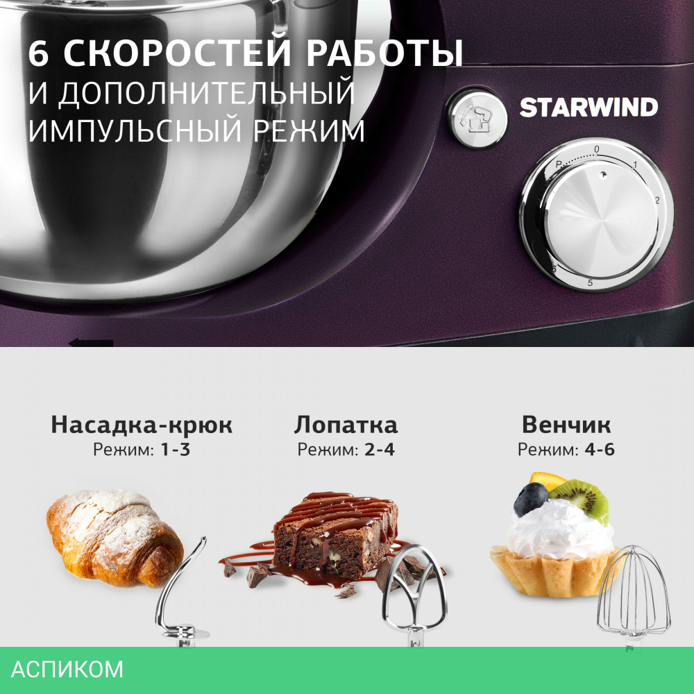 Миксер Starwind SPM5180 1000Вт ежевичный