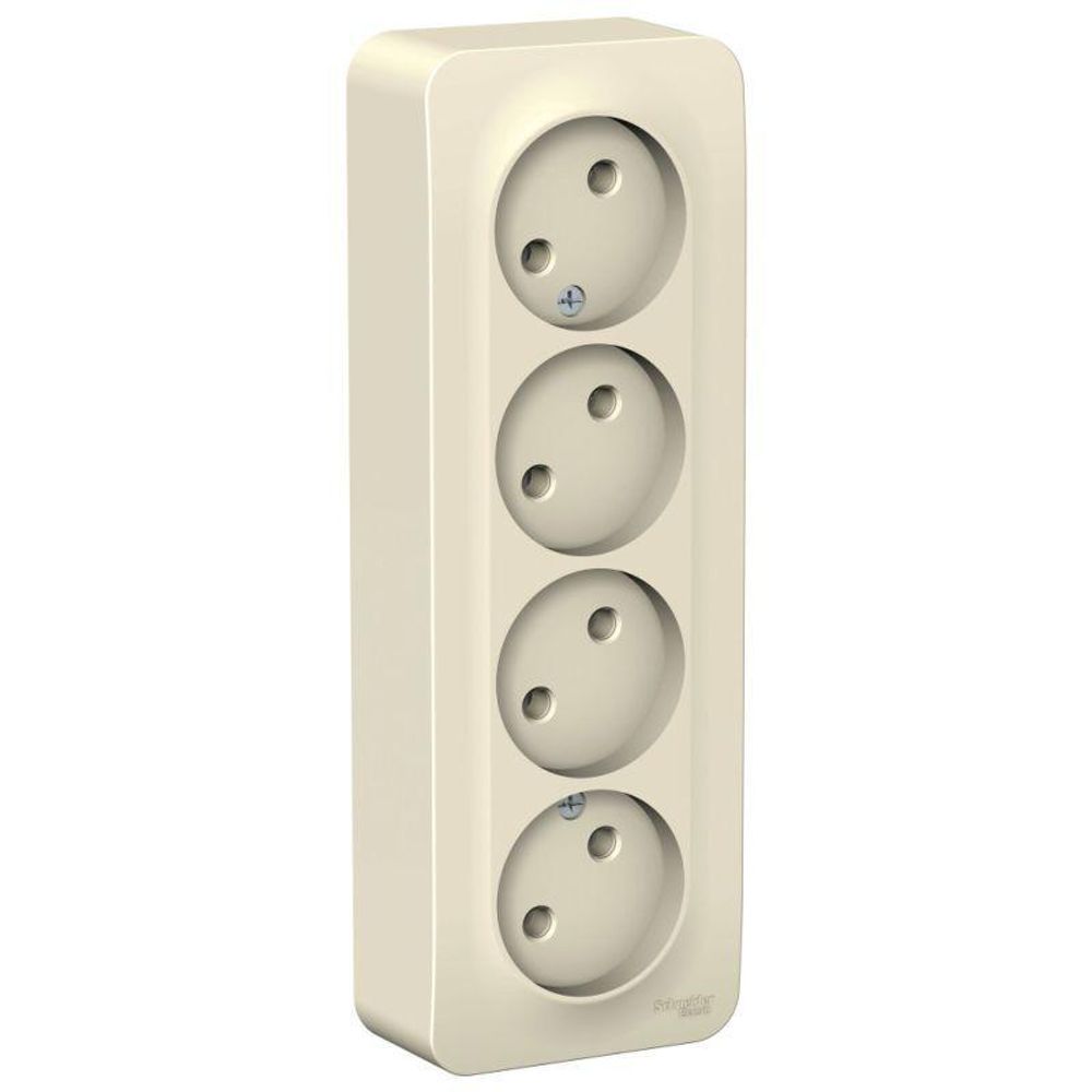 Розетка 4-м ОП Blanca 16А IP20 250В без заземл. без защ. шторок с изолир. пластиной молоч. SE BLNRA000412 Розетка 4-м ОП Blanca 16А IP20 250В без заземл. без защ. шторок с изолир. пластиной молоч. SE BLNRA000412