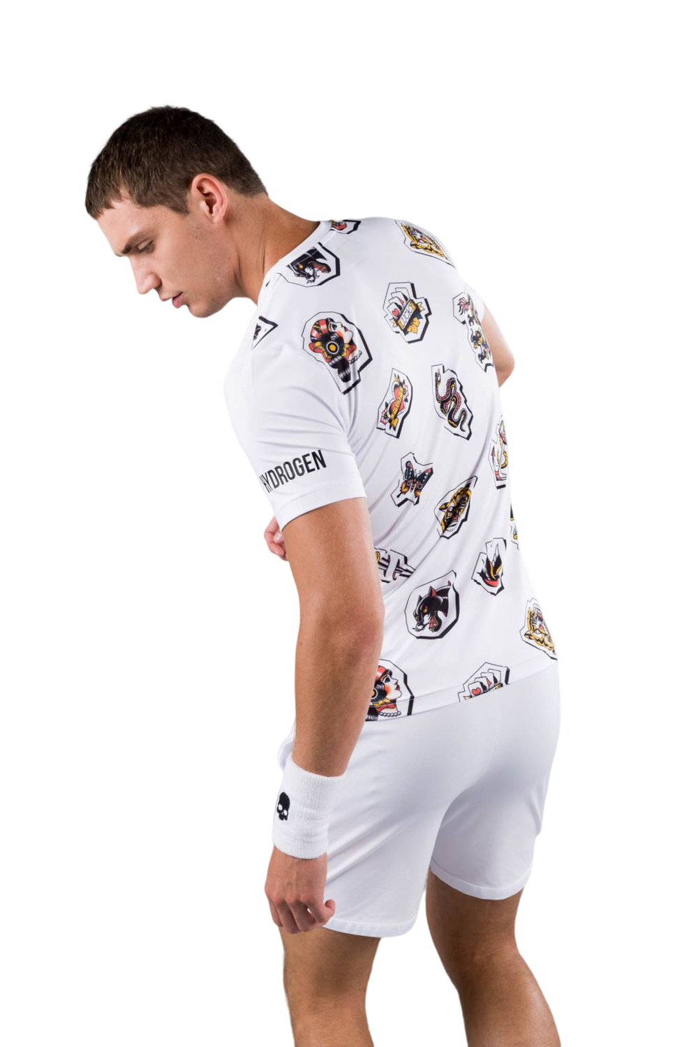 Мужская теннисная футболка Hydrogen Tattoo Tech Tee Man - white