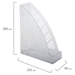 Лоток вертикальный для бумаг BRAUBERG «Standard+», 250×90×300 мм, прозрачный, 2 штуки в комплекте.