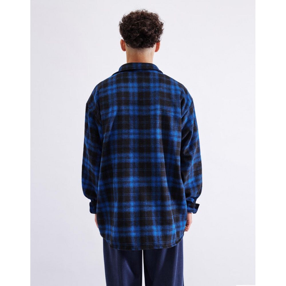 Рубашка БИЧ с шерстью клетка синяя