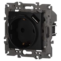 Розетка ЭРА Elegance 14-4108-05 2P+E 16A-250В со шторками с USB type-A+C 5В-3А антрацит